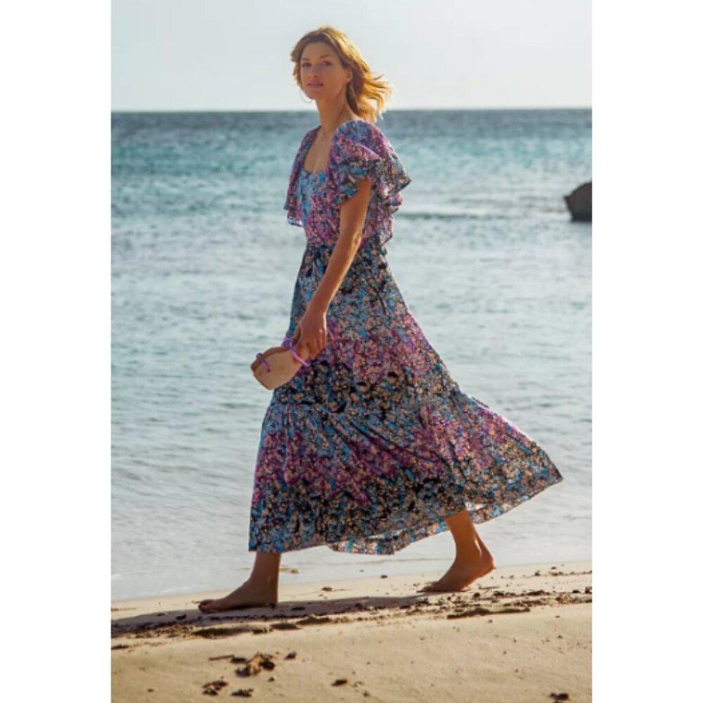 NWT Anthropologie Clementina Eyelet Ruffled Embroidered Maxi Dress L